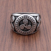 Punk Vegvisir Viking 316L Stainless Steel Rings Futhark Runes Slavic Ring Triangle Odin Nordic Jewelry