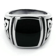 Fashion New Jewelry Stainless Steel Ring Knot Signet Jewelry Heavy Wide Ring Black Silver color Ring US Size 7 -15