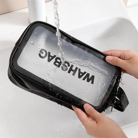 PU Women Travel Storage Bag Toiletry Organize Waterproof PVC Cosmetic Bag Portable Transparent MakeUp Bag Female Wash Bag