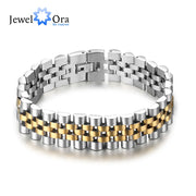 Luxury Gold Color Stainless Steel Bracelet 200mm Wristband Men Jewelry Bracelets Bangles Gift for Him (JewelOra BA101608)