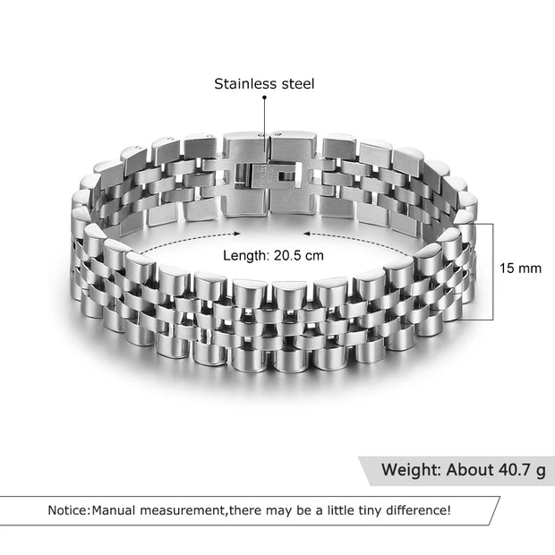 Luxury Gold Color Stainless Steel Bracelet 200mm Wristband Men Jewelry Bracelets Bangles Gift for Him (JewelOra BA101608)