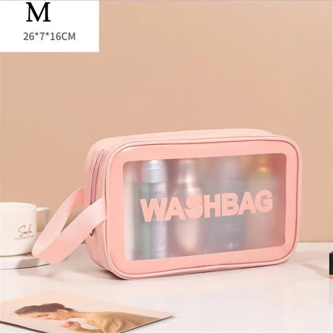PU Women Travel Storage Bag Toiletry Organize Waterproof PVC Cosmetic Bag Portable Transparent MakeUp Bag Female Wash Bag