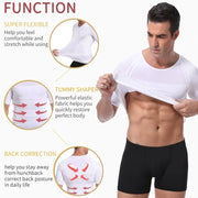 Men Body Toning T-Shirt Body Shaper Corrective Posture Shirt Slimming Belt Belly Abdomen Fat Burning Compression Corset