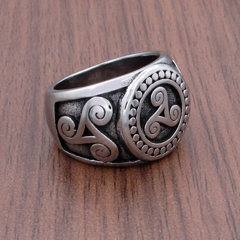 Punk Vegvisir Viking 316L Stainless Steel Rings Futhark Runes Slavic Ring Triangle Odin Nordic Jewelry