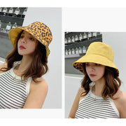 Leopard Reversible Bucket Hat Women Beach Panama Sun Hats Outdoor Wedding Party Summer Travel Caps Breathable Cotton Chapeau