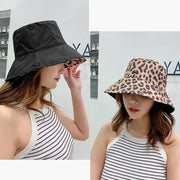 Leopard Reversible Bucket Hat Women Beach Panama Sun Hats Outdoor Wedding Party Summer Travel Caps Breathable Cotton Chapeau
