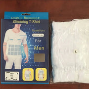 Men Body Toning T-Shirt Body Shaper Corrective Posture Shirt Slimming Belt Belly Abdomen Fat Burning Compression Corset