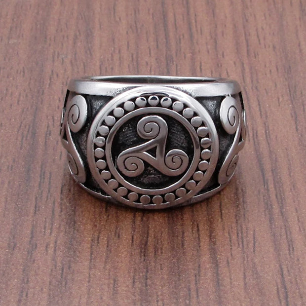 Punk Vegvisir Viking 316L Stainless Steel Rings Futhark Runes Slavic Ring Triangle Odin Nordic Jewelry