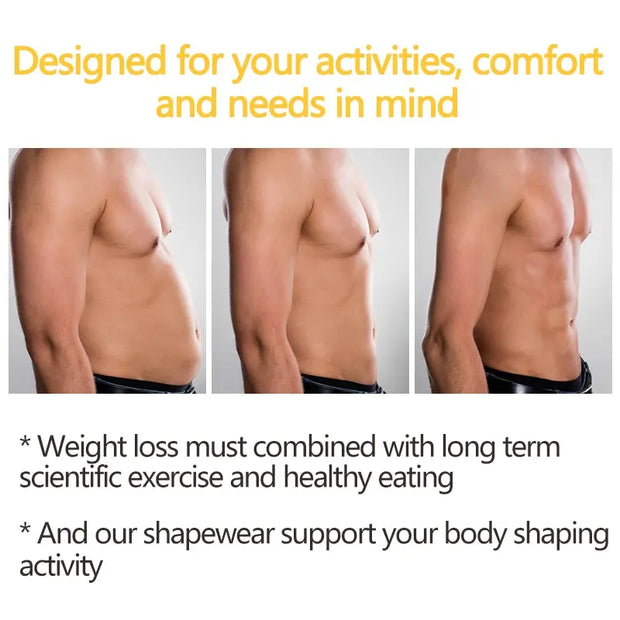 Men Body Toning T-Shirt Body Shaper Corrective Posture Shirt Slimming Belt Belly Abdomen Fat Burning Compression Corset