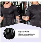 Men Body Toning T-Shirt Body Shaper Corrective Posture Shirt Slimming Belt Belly Abdomen Fat Burning Compression Corset