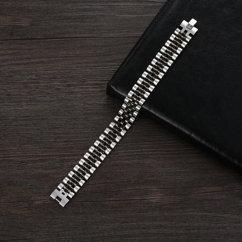 Luxury Gold Color Stainless Steel Bracelet 200mm Wristband Men Jewelry Bracelets Bangles Gift for Him (JewelOra BA101608)