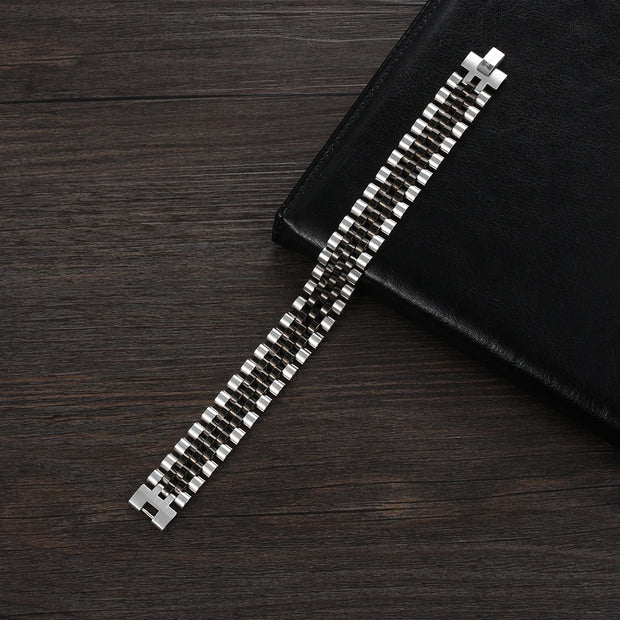 Luxury Gold Color Stainless Steel Bracelet 200mm Wristband Men Jewelry Bracelets Bangles Gift for Him (JewelOra BA101608)