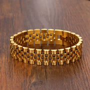 Luxury Gold Color Stainless Steel Bracelet 200mm Wristband Men Jewelry Bracelets Bangles Gift for Him (JewelOra BA101608)