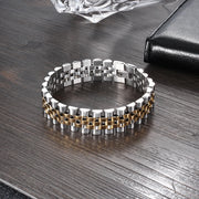 Luxury Gold Color Stainless Steel Bracelet 200mm Wristband Men Jewelry Bracelets Bangles Gift for Him (JewelOra BA101608)