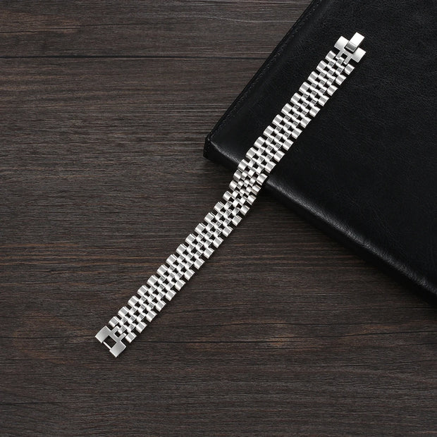 Luxury Gold Color Stainless Steel Bracelet 200mm Wristband Men Jewelry Bracelets Bangles Gift for Him (JewelOra BA101608)