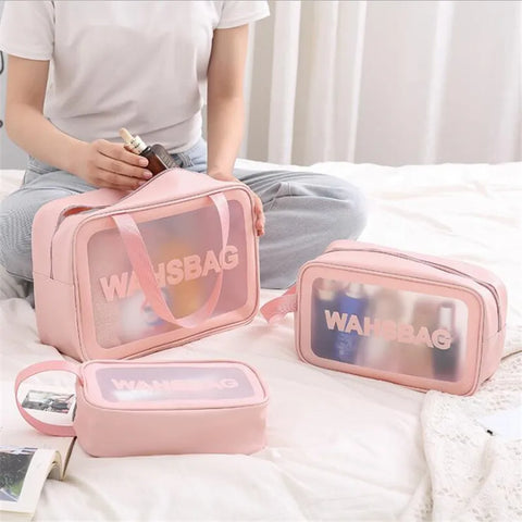 PU Women Travel Storage Bag Toiletry Organize Waterproof PVC Cosmetic Bag Portable Transparent MakeUp Bag Female Wash Bag