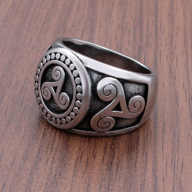 Punk Vegvisir Viking 316L Stainless Steel Rings Futhark Runes Slavic Ring Triangle Odin Nordic Jewelry