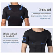 Men Body Toning T-Shirt Body Shaper Corrective Posture Shirt Slimming Belt Belly Abdomen Fat Burning Compression Corset