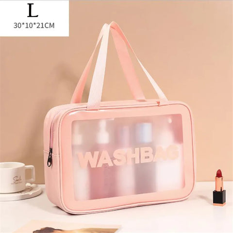 PU Women Travel Storage Bag Toiletry Organize Waterproof PVC Cosmetic Bag Portable Transparent MakeUp Bag Female Wash Bag