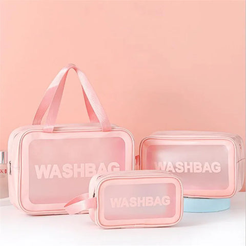 PU Women Travel Storage Bag Toiletry Organize Waterproof PVC Cosmetic Bag Portable Transparent MakeUp Bag Female Wash Bag