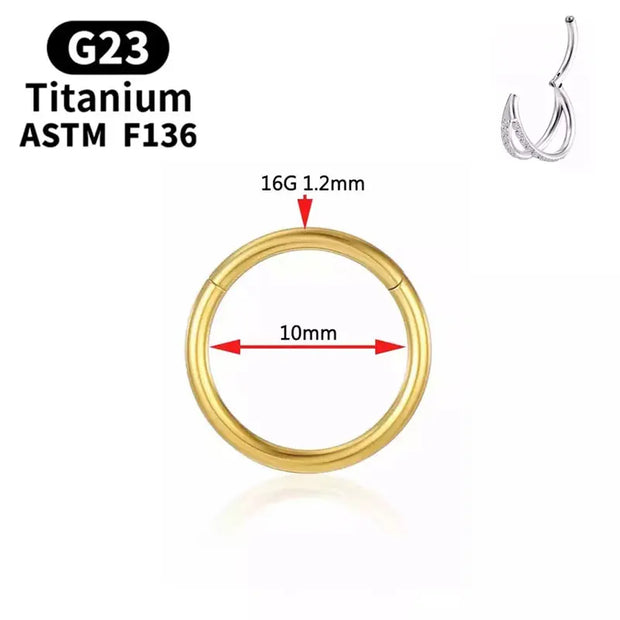 G23 Titanium Piercing Nose Ring Cz Septum Clicker Hoop Nose Labret Ear Tragus Cartilage Rose Gold Color Piercing Body Jewelry