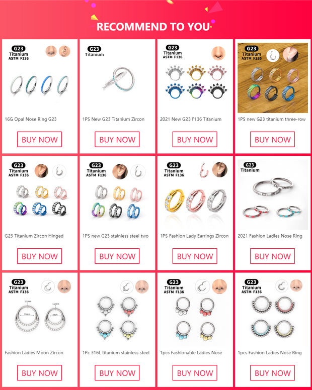 G23 Titanium Piercing Nose Ring Cz Septum Clicker Hoop Nose Labret Ear Tragus Cartilage Rose Gold Color Piercing Body Jewelry