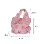 Korean 3d Flower ladies Shoulder Bag High Quality Three-dimensional Flower Canvas Bag Large Capacity Underarm Handbag Vest Bag