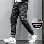 Down Padded Men's Pants Drawstring Warm Padded Sweatpants Loose Jogging Pants Thickened Warm Cotton Pants Thermal Down Trousers