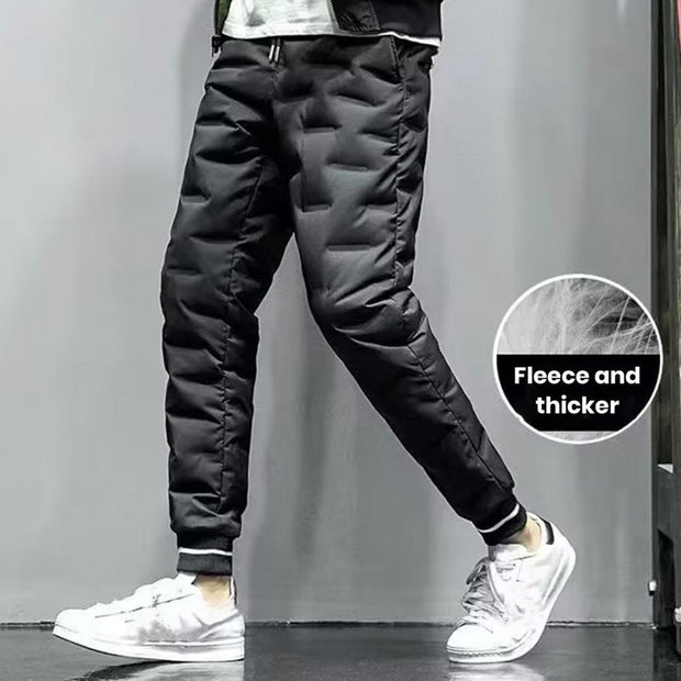Down Padded Men's Pants Drawstring Warm Padded Sweatpants Loose Jogging Pants Thickened Warm Cotton Pants Thermal Down Trousers