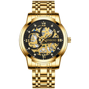 BINBOND Business New Automatic Non-Mechanical Quartz Watches 30M Waterproof Luminous Tourbillon Trendy Hollow Design Men Watches