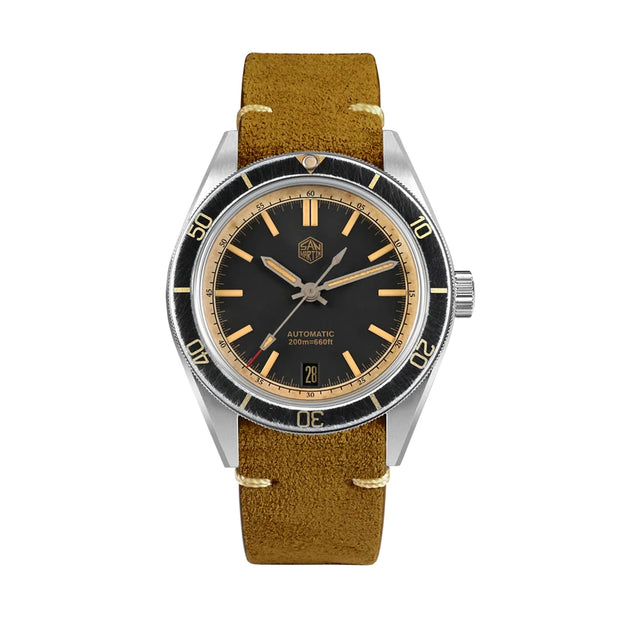 San Martin 39.5mm Men Dive Watch Vintage Distressed Effect NH35 Automatic Mechanical Watch Waterproof 200m C3 Lume SN0116 Reloj