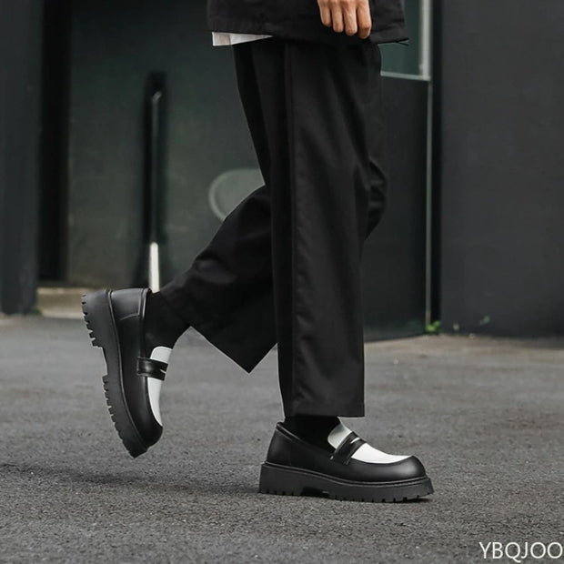 2025 Fashion New Men's Workwear Casual Big Toe Leather Shoes Niche Low Top Thick Sole Height Increasing Set Foot Men's Shoes