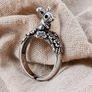 New Style Sweet Rabbit & Flower Retro Thai Silver Ladies Party Rings Wholesale Price For Women Birthday Gifts Never Fade