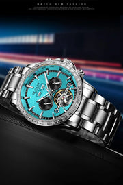 2025 Year Month Sunday Multi-functional Mechanical Watch GLENAW Watch Diamond Circle Stainless Steel Waterproof Luminous Watches