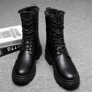 British Style Male Walking Footwear Luxury Brand Outdoor Boots High Quality Man Ankle Boots Warm Plush Fur Winter Shoes High Top