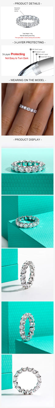 AnuJewel  4.5mm D Color Moissanites Eternity Band Ring 925 Sterling Silver Wedding Rings for Women Jewelry Gifts Wholesale