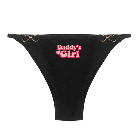 Black Sexy Underpant Cute Love Panties Daddy's Girl Thong for Women Seamless Female Underwear Pure Cotton Crotch Girls Low Waist