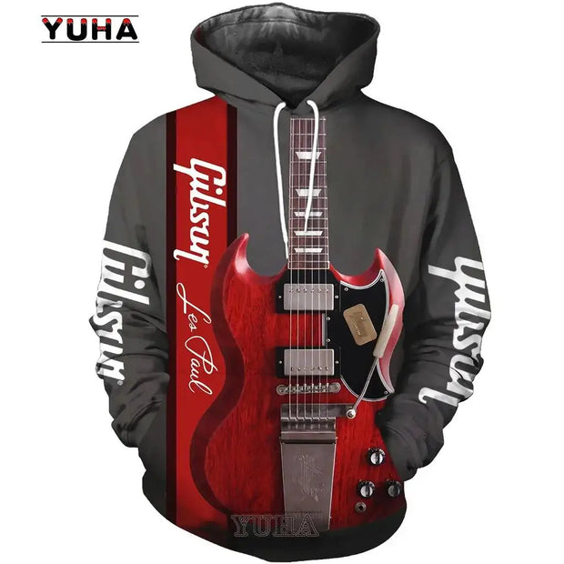 Mens 3d Guitar Printed Fashion Hoodie Daily European Size Sweatshirt Musical Moletom Female Psychedelic Clothes Wholesaler
