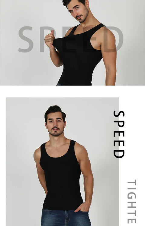 2/1Men's Compression Body Shaper Tank Top, Slimming Vest