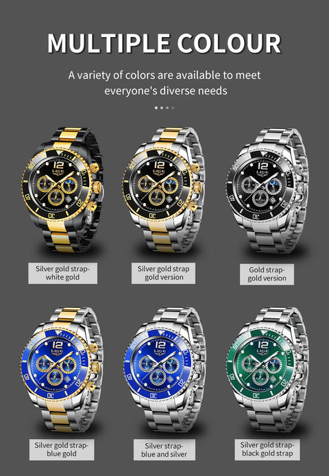 LIGE Men Watch Fashion Full Steel Military Waterproof Quartz Watches for Men Top Brand Luxury Military Chronograph Montre Homme
