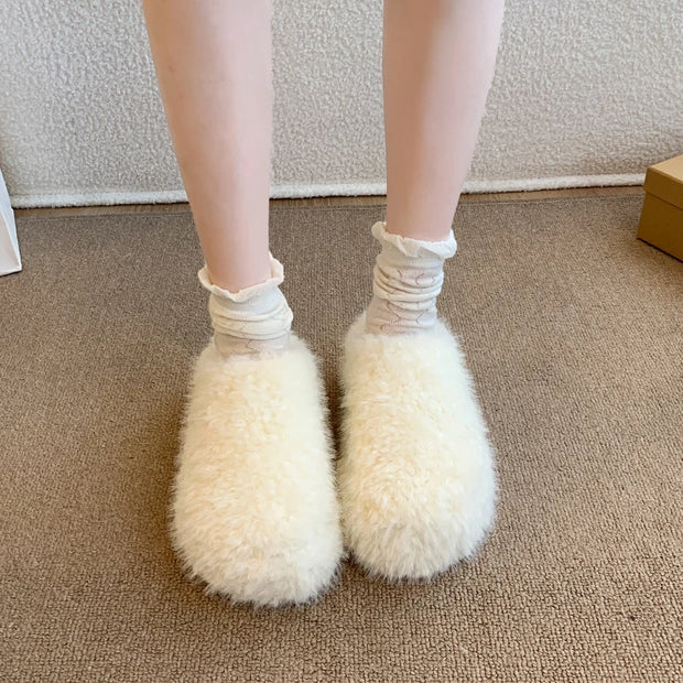Baotou Hairy Slippers Footwear 2025 Winter Home Lightweight Women Winter Cotton Mopping