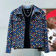 PFHQ Spring Shoulder Pad Short Men's Denim Jacket Design Versatile Turn-down Collar Contrast Color Male Tops 21E3316