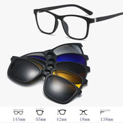 HDCRAFTER 6 In 1 Magnet Polarized Clip Glasses Frame Men TR90 Optical Myopia Clip Glasses For Men Prescription Eyeglasses Frame