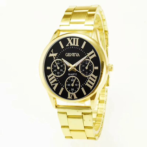 Classic Casual Quartz Watch Men Stainless Steel Dress Wristwatch 3 Eyes Gold Quartz Wristwatches Ladies Clock Часы Женские