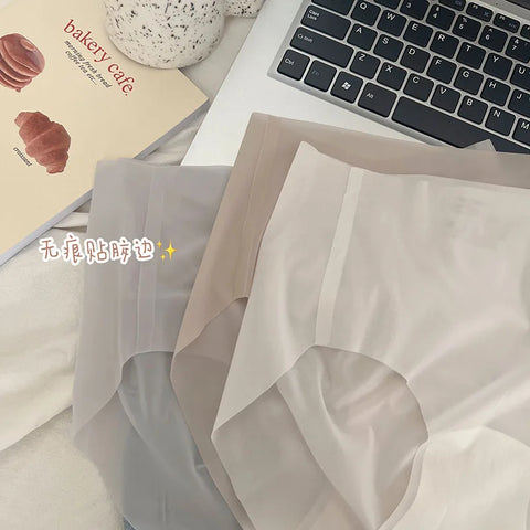 Summer Ice Silk Seamless Underwear Ladies Summer Ultra-thin Sense Quick-drying Pants 3D Peach Hip Fitness Briefs Panties