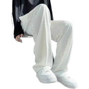 Men's Clothing Summer Casual Business Pure White Loose Fit Lightweight Draped Ice Silk Straight Wide Leg Dress Pants