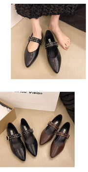 2025 New Pointed Toe Fashion Women Shoes Spring Autumn Elegant Party Daily Low Heels Pump Footwear Women Minimalist Flats Shoes