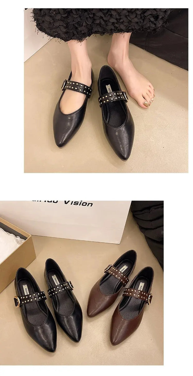 2025 New Pointed Toe Fashion Women Shoes Spring Autumn Elegant Party Daily Low Heels Pump Footwear Women Minimalist Flats Shoes