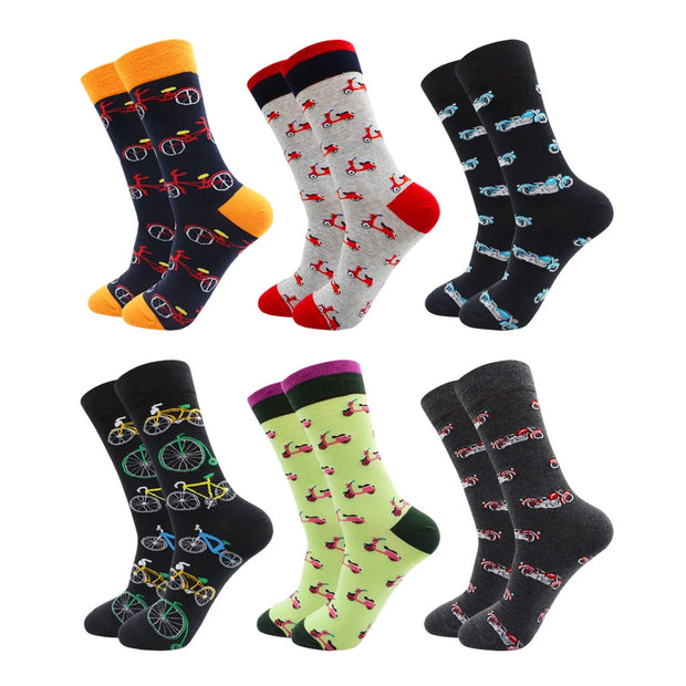 6 Pairs Fashion Casual Women and Men Socks Art Van Gogh Stripe Harajuku Fruit Animal Sloth Beer Funny Socks Dress Cotton Socks