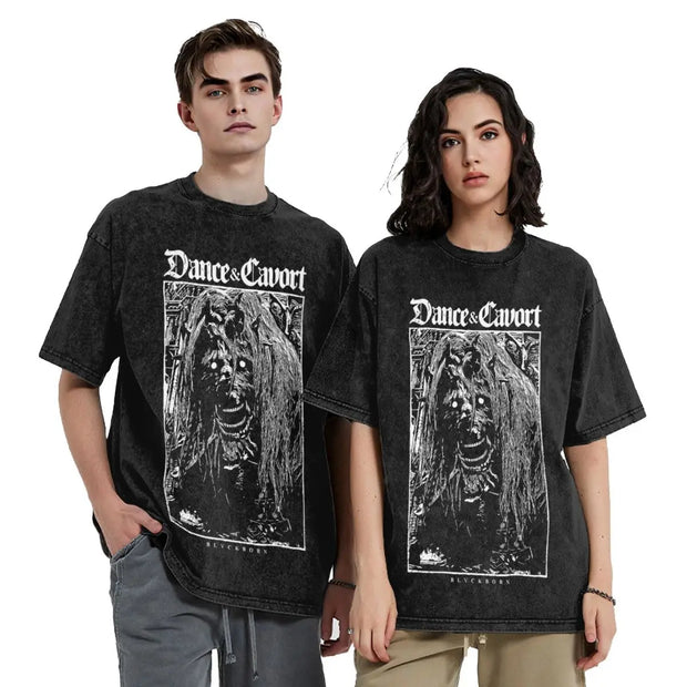 Elder Washed T Shirt Streetwear Hip Hop Novelty T-Shirt Game Tees Tops for Men Women 100% Cotton Oversize Graphic Printed